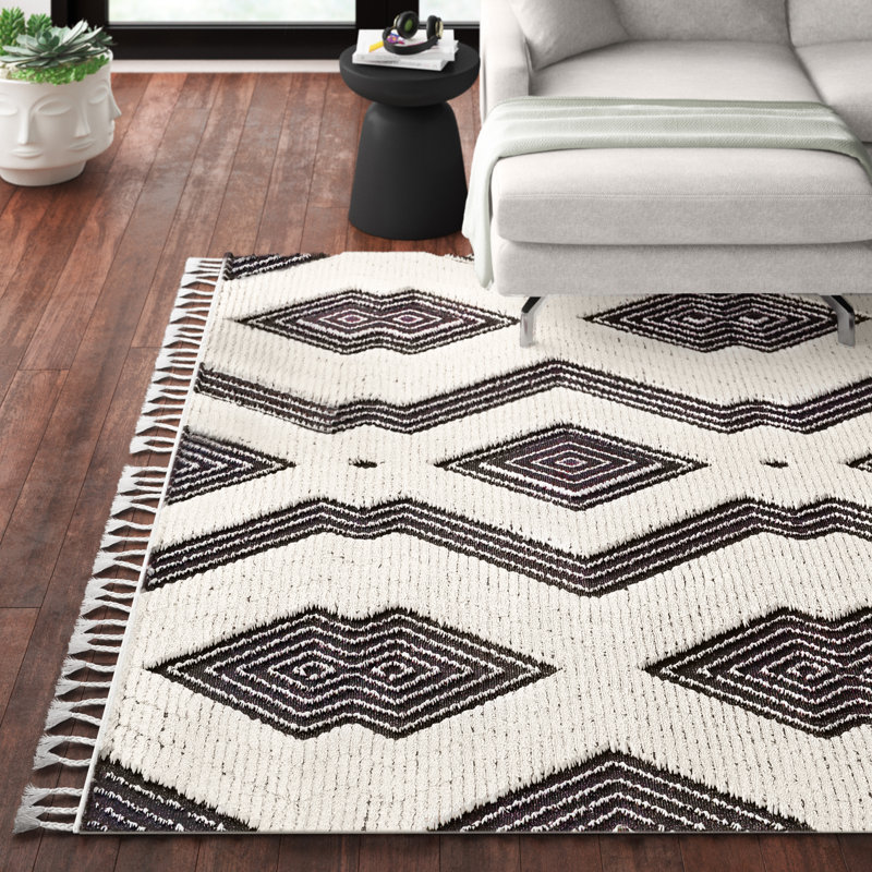 Macalla Geometric Black/Ivory Area Rug & Reviews
